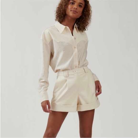 The bright side by Rocky Barnes western linen and leather shirt - Picture 2 of 5